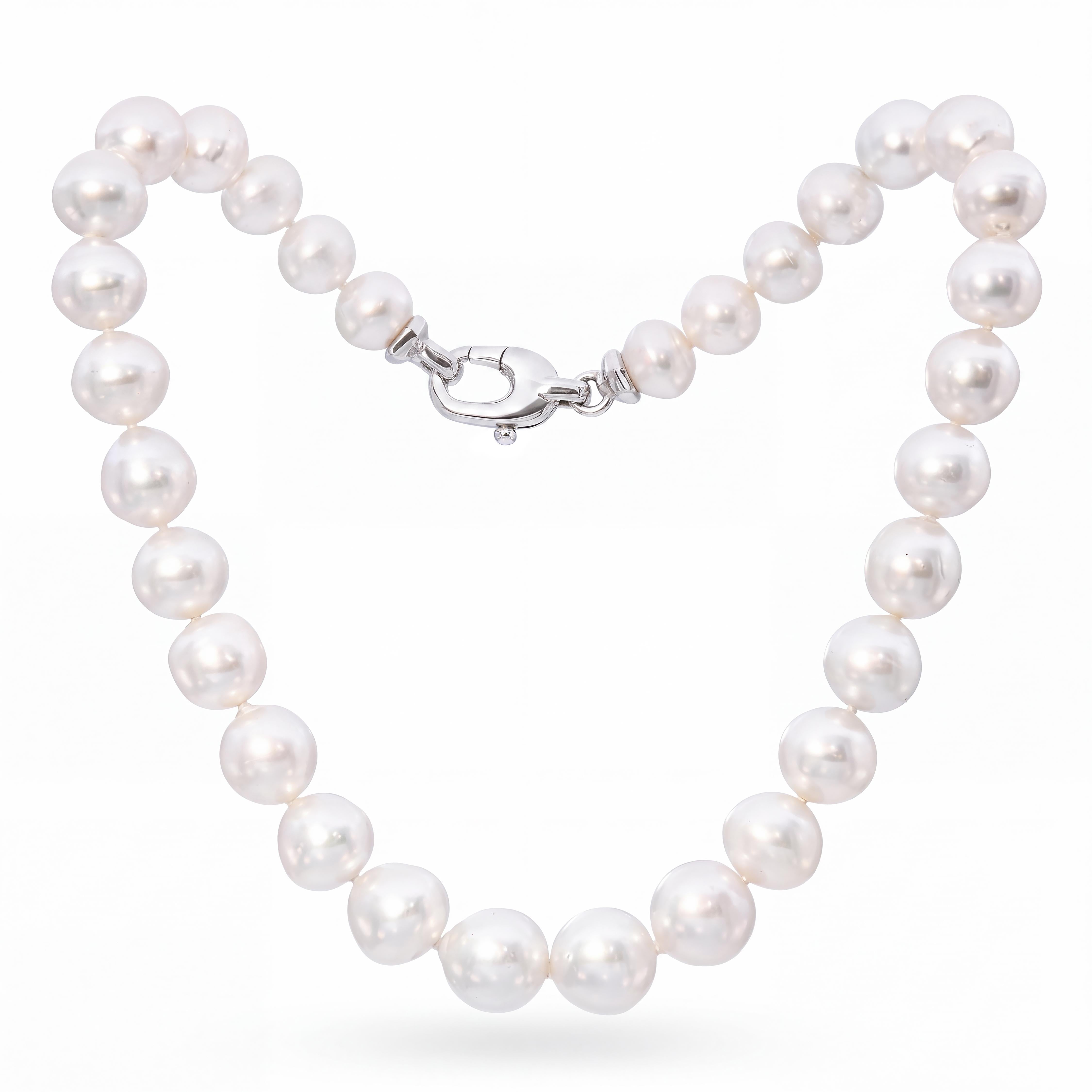 18k White Gold Graduated South Sea Pearl Necklace