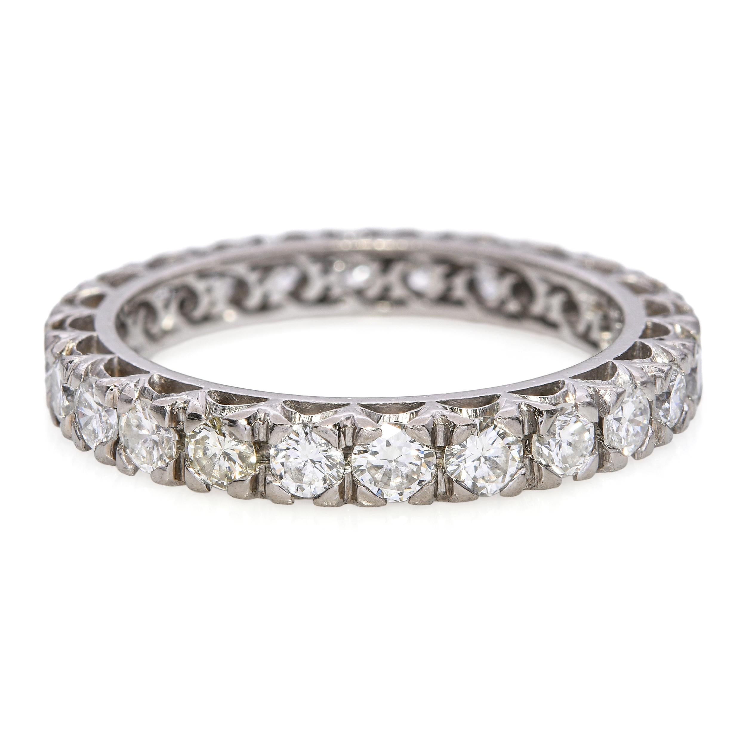 Vintage Precious Metal Alloy 2.4tcw Diamond Eternity Wedding Band