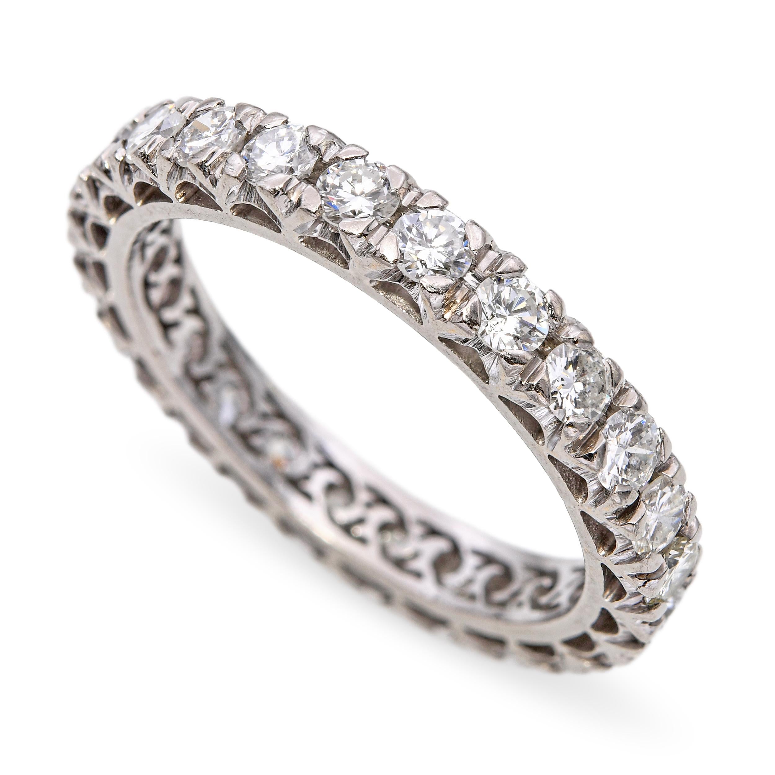 Vintage Precious Metal Alloy 2.4tcw Diamond Eternity Wedding Band