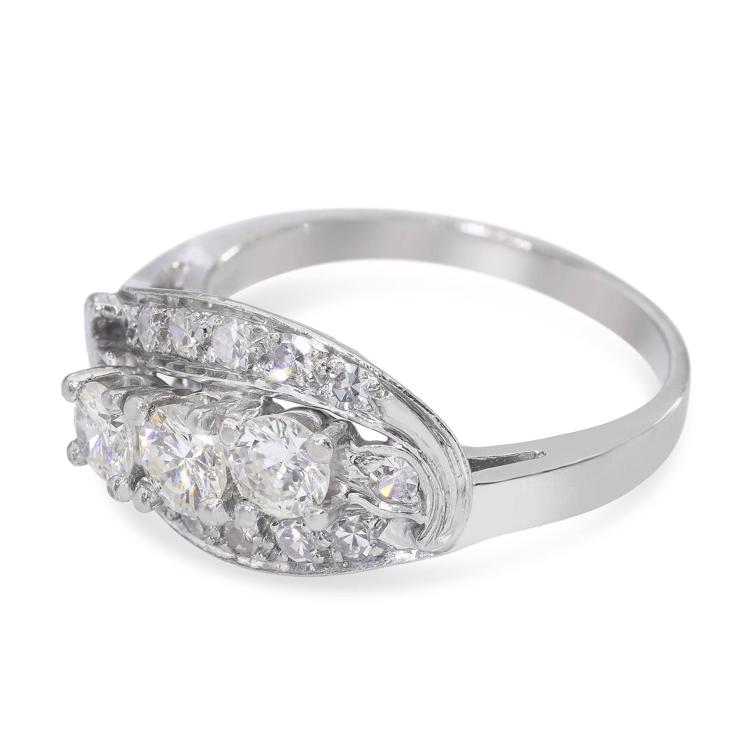 Vintage Platinum 1.0ctw Diamond Cluster Ring