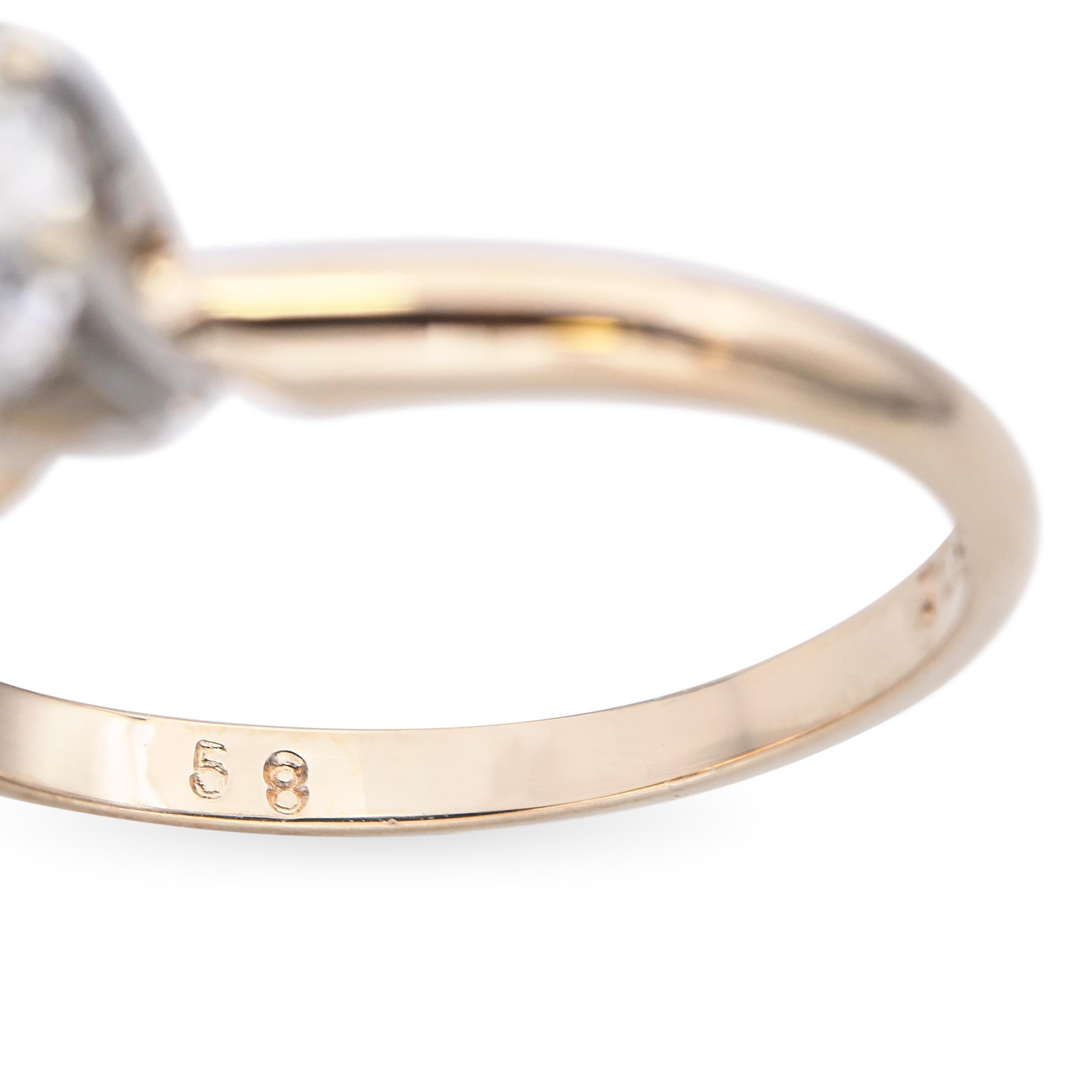 Vintage 14k Yellow Gold GIA H I1 0.65ct Pear Diamond Ring