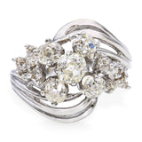 Vintage 14k White Gold 1.83tcw Old Mine Cut Diamond Cluster Ring