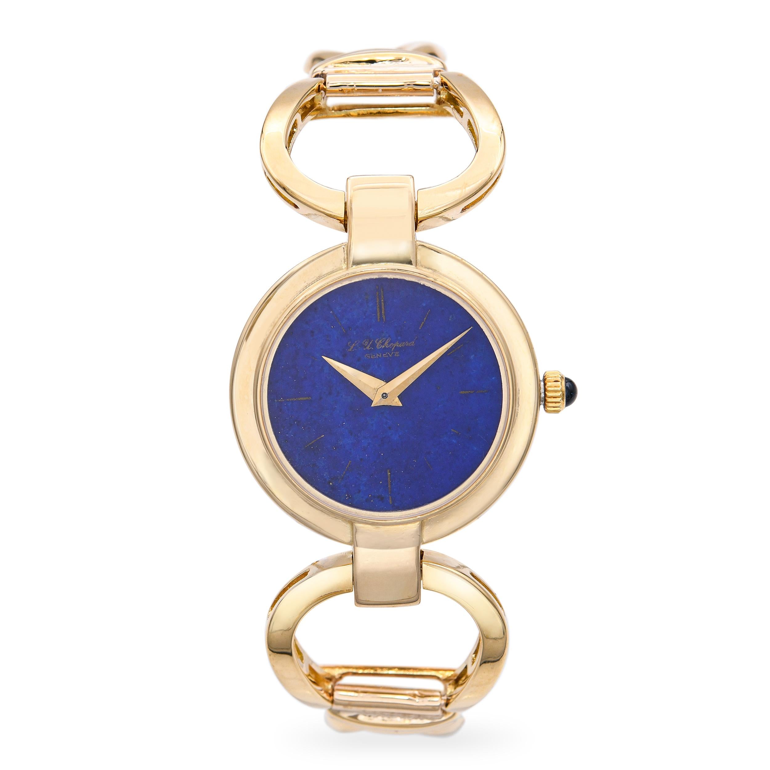 Vintage 18k Yellow Gold Chopard Lapis Lazuli Dial Watch Ref. 74924