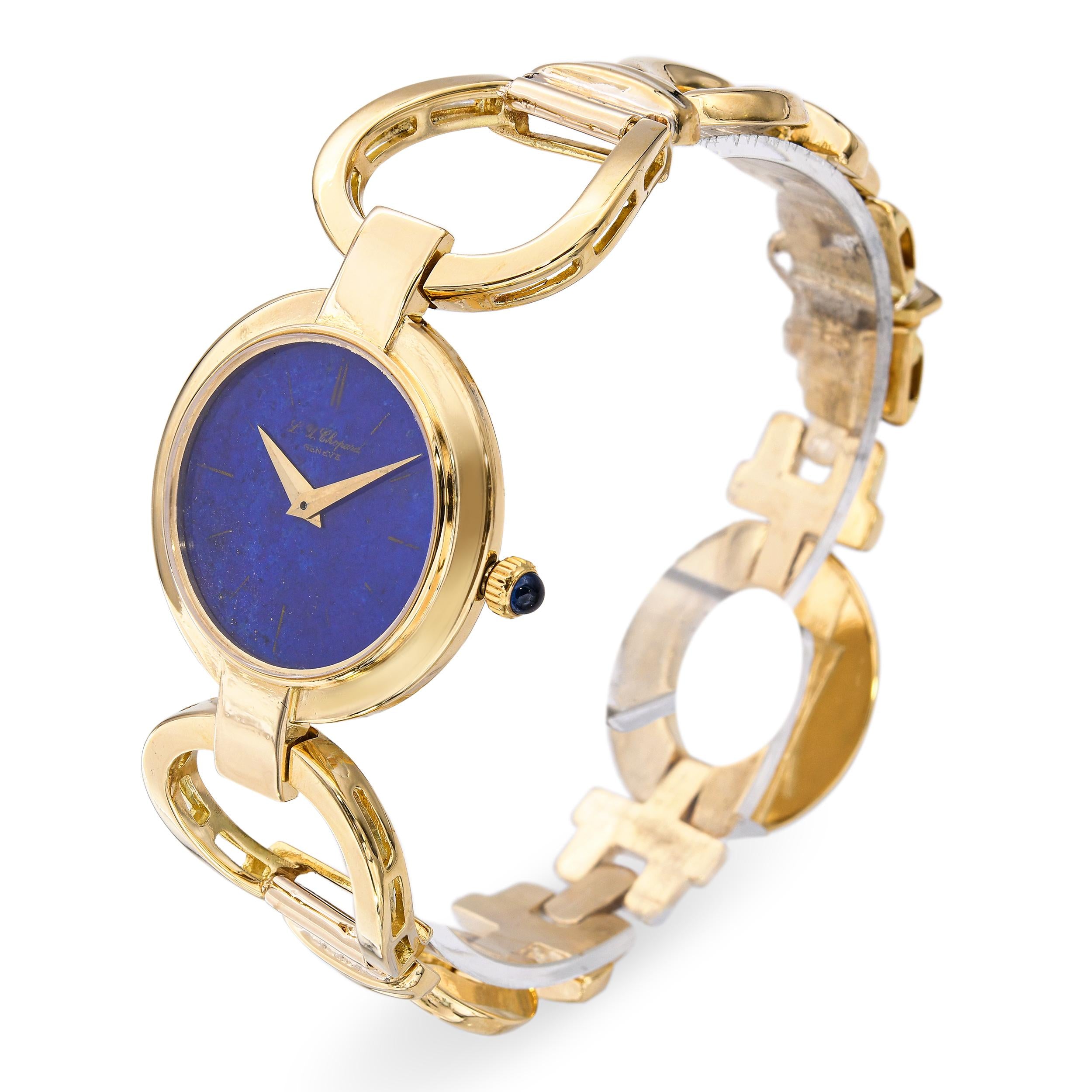 Vintage 18k Yellow Gold Chopard Lapis Lazuli Dial Watch Ref. 74924