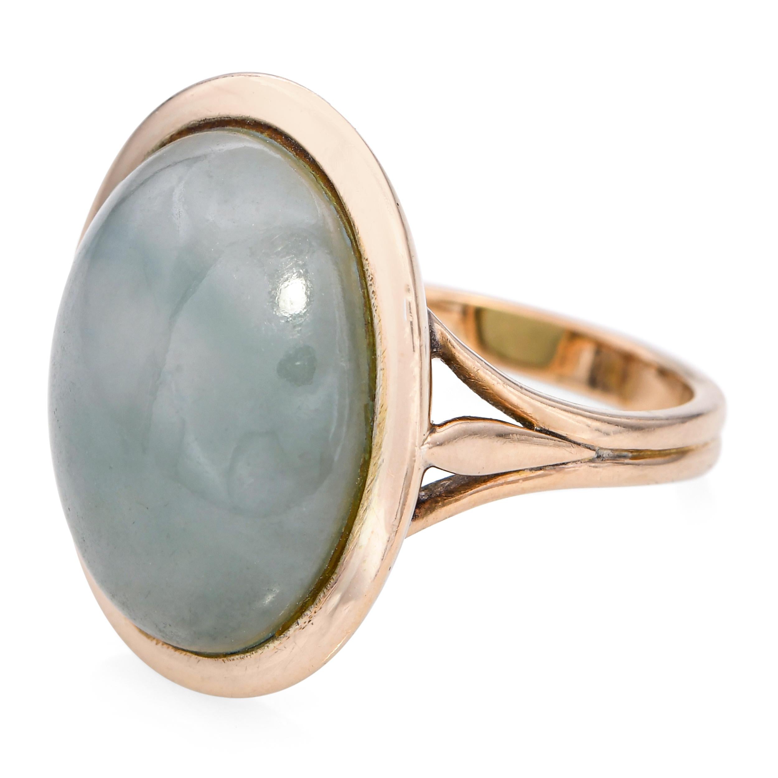 Vintage 14k Yellow Gold 5.55ct Jade Ring