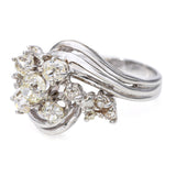 Vintage 14k White Gold 1.83tcw Old Mine Cut Diamond Cluster Ring