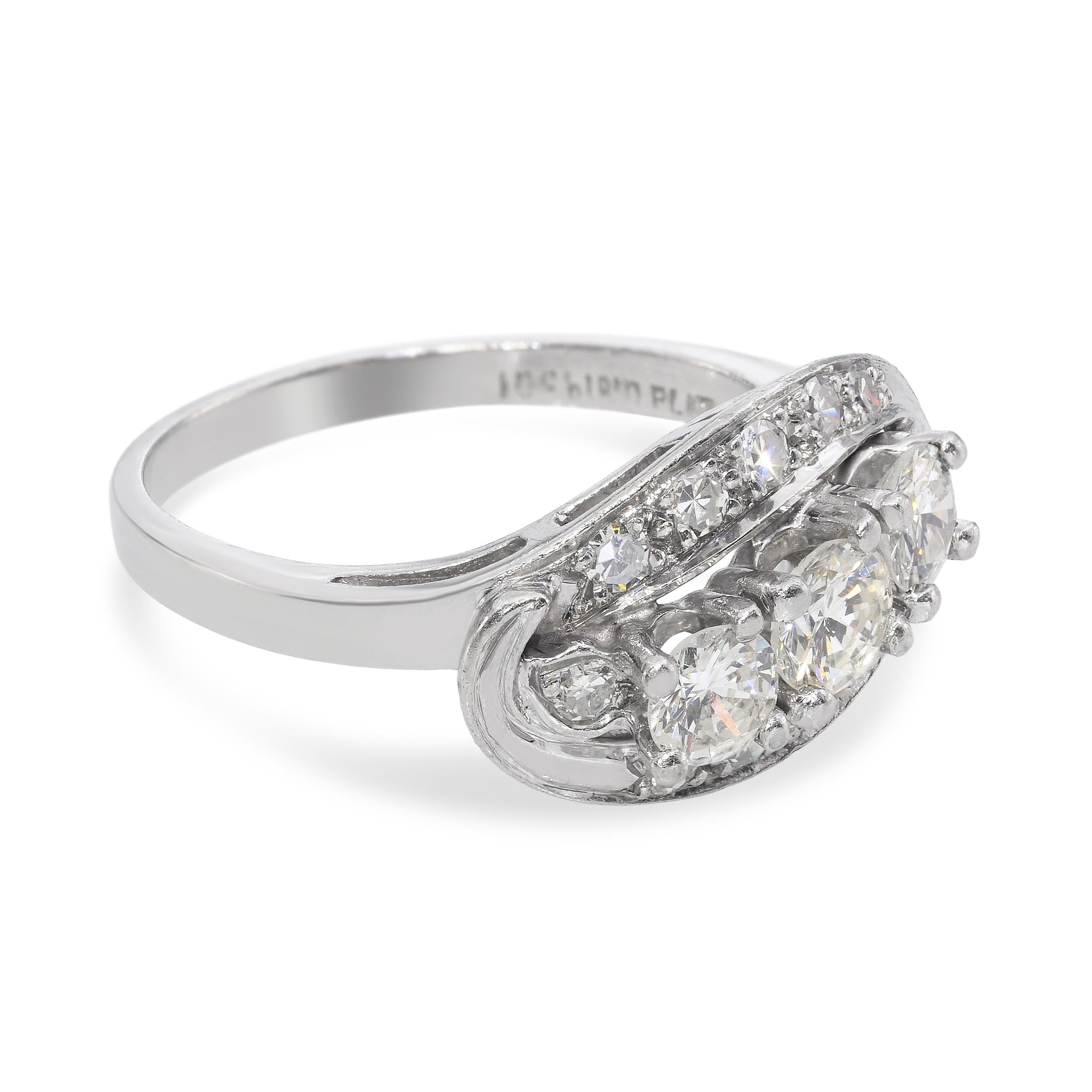 Vintage Platinum 1.0ctw Diamond Cluster Ring