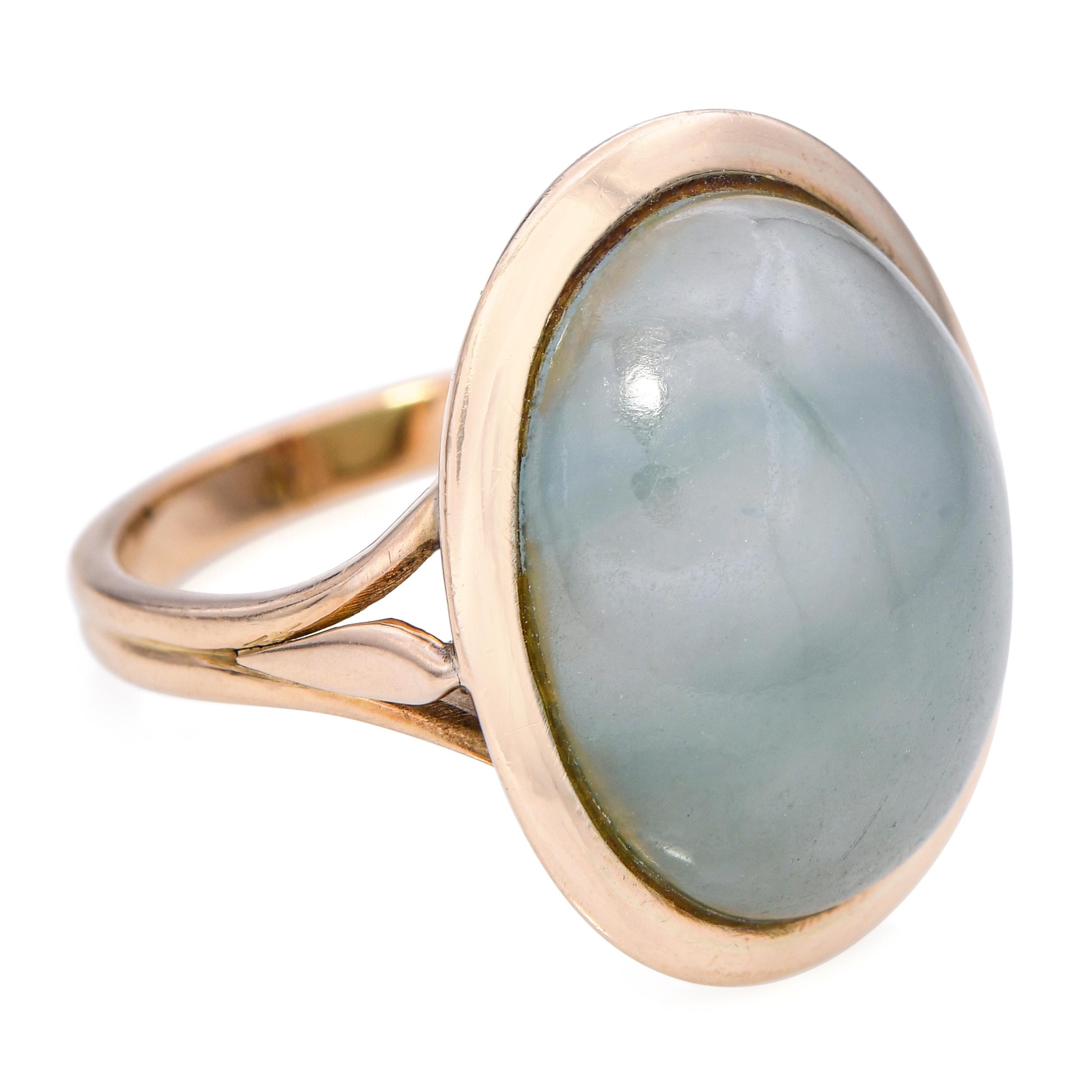Vintage 14k Yellow Gold 5.55ct Jade Ring