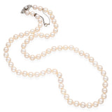 Antique 18k White Gold Diamond Clasp Pearl Strand Necklace