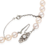 Antique 18k White Gold Diamond Clasp Pearl Strand Necklace