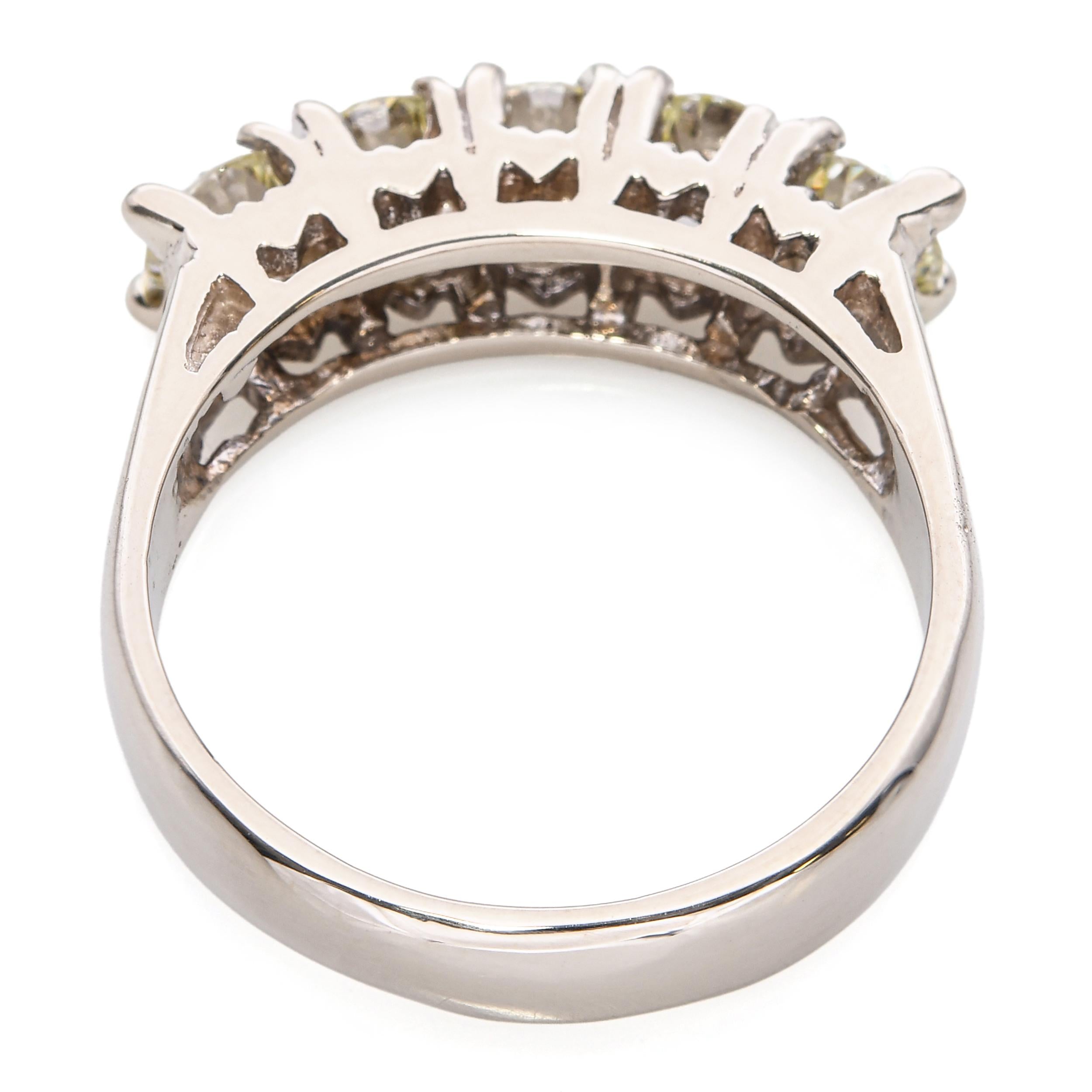 Vintage 17k White Gold 1.45tcw Diamond Wedding Band Ring