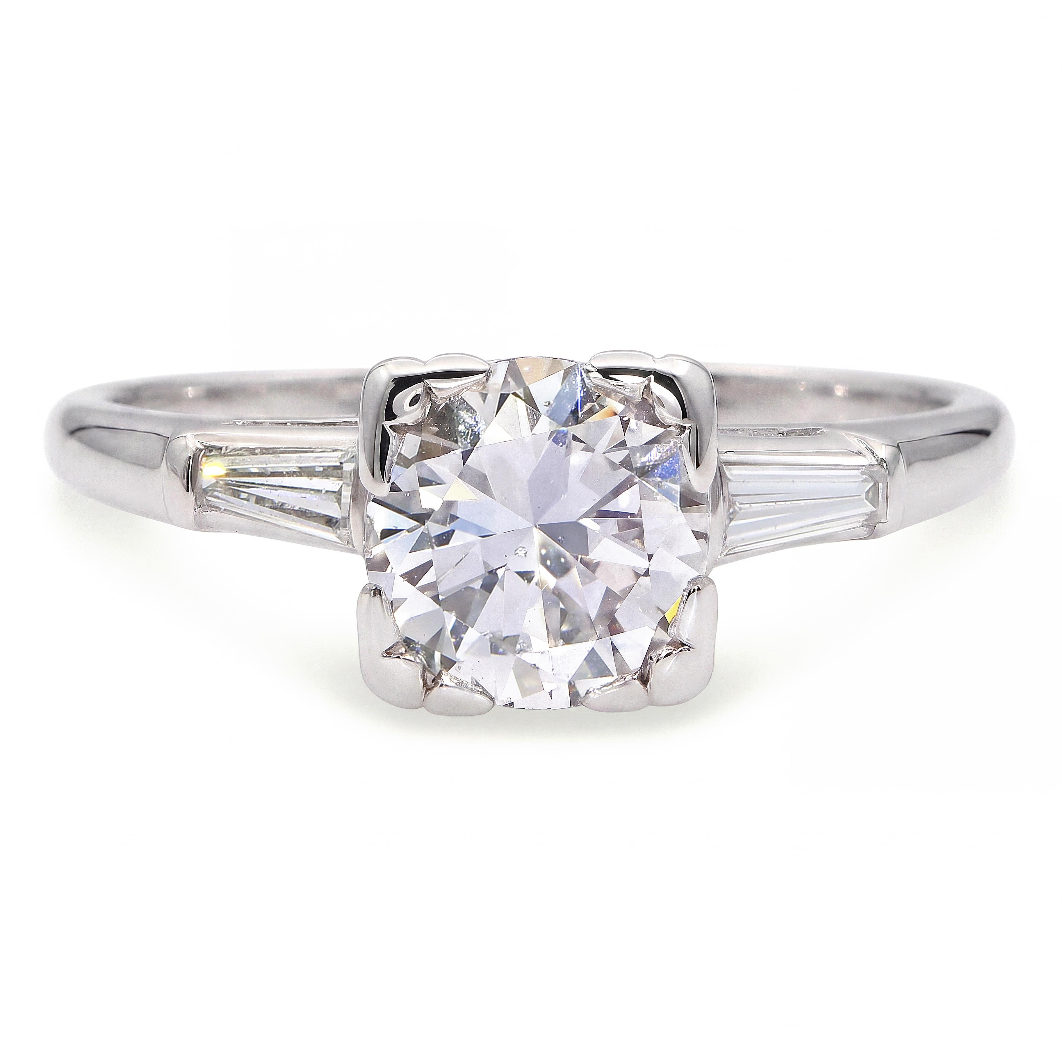 Vintage Platinum 1.21tcw H Si1 Diamond Engagement Ring