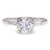 Vintage Platinum 1.21tcw H Si1 Diamond Engagement Ring