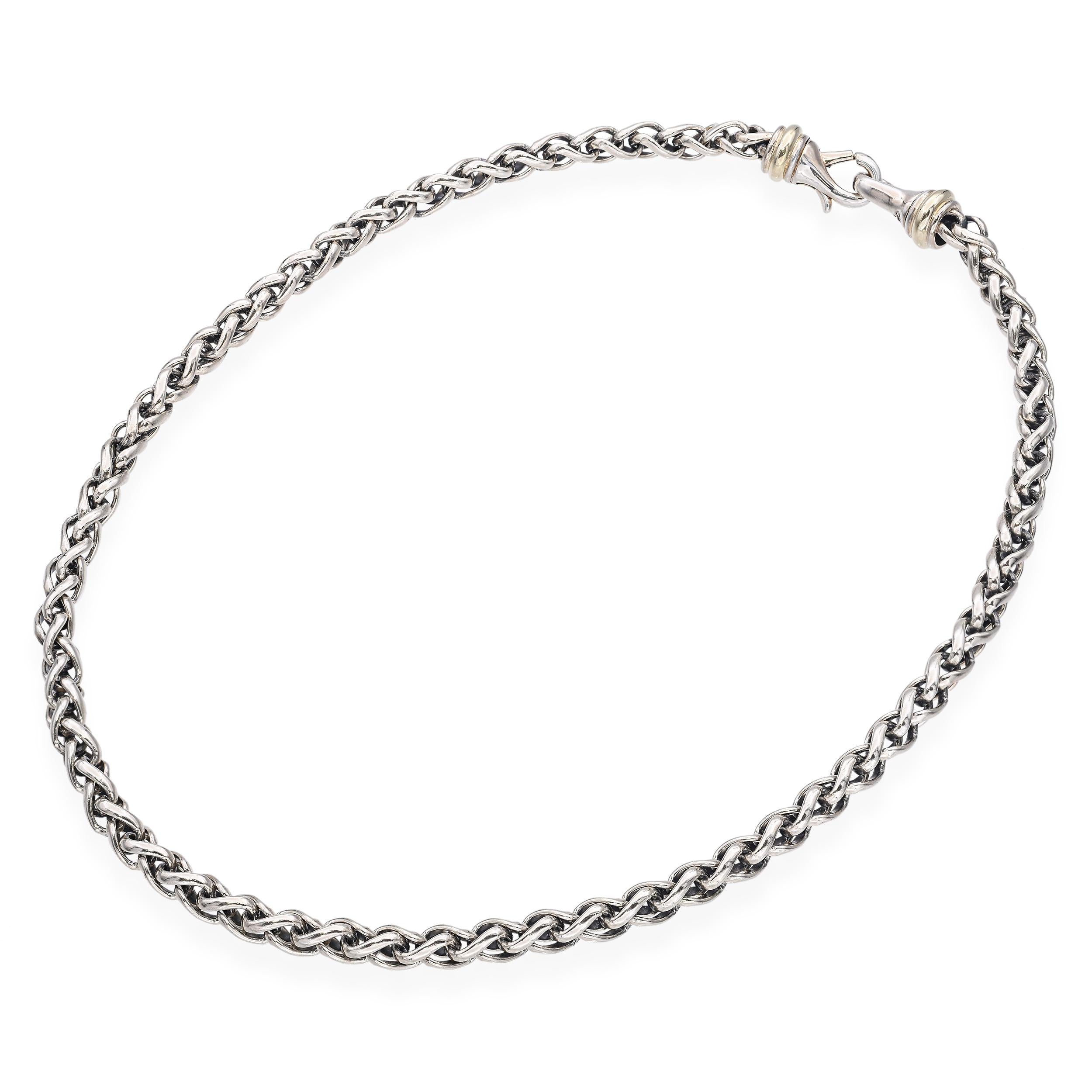 David Yurman Sterling Silver 14k Yellow Gold Spiga Link Chain Necklace