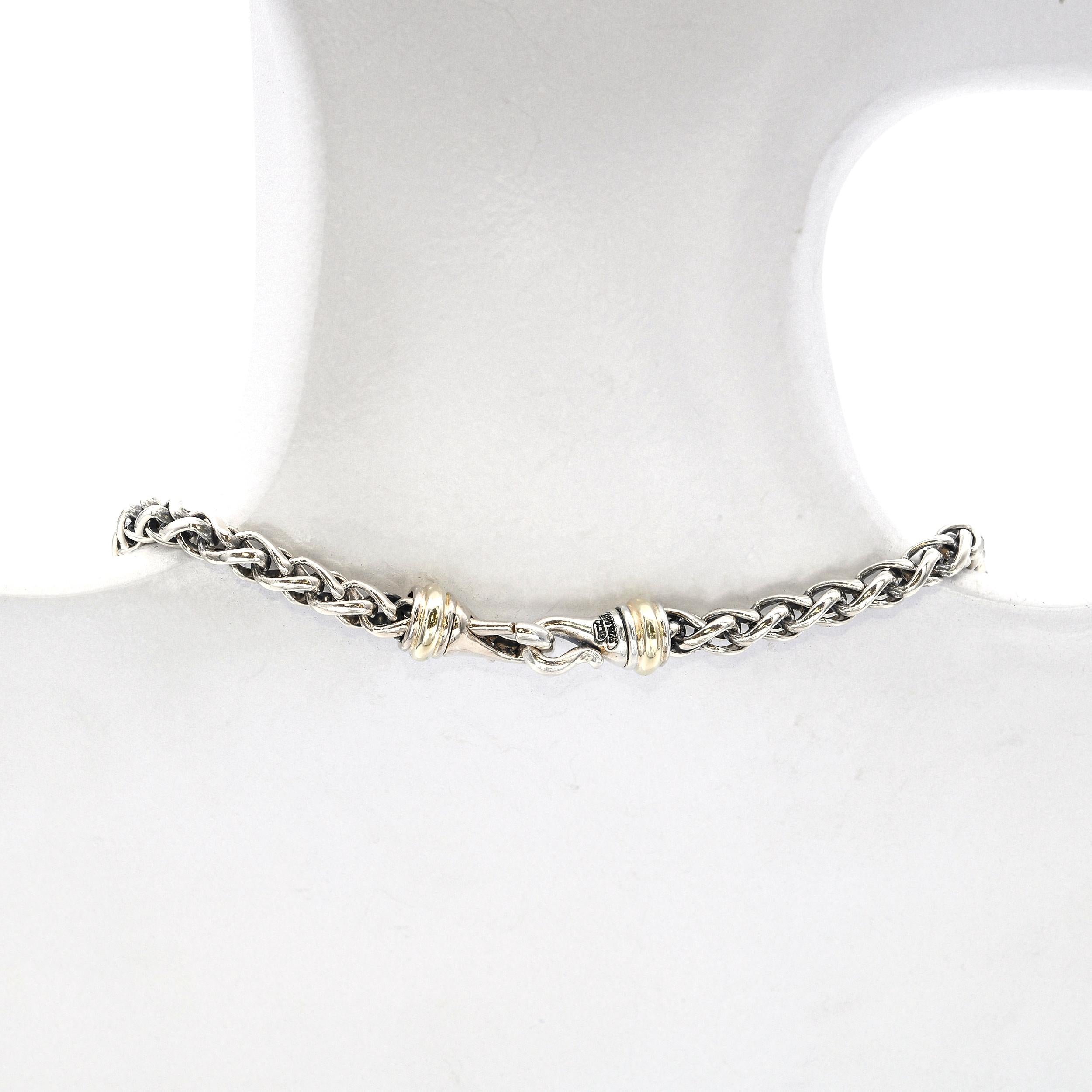 David Yurman Sterling Silver 14k Yellow Gold Spiga Link Chain Necklace