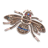 Vintage Silver & 9k Yellow Gold 3.62tcw Diamond & 3.63tcw Sapphire Bee Brooch