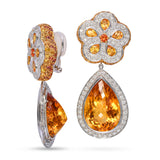 Pevtra 18k White Gold Citrine Topaz and Diamond Convertible Drop Earrings