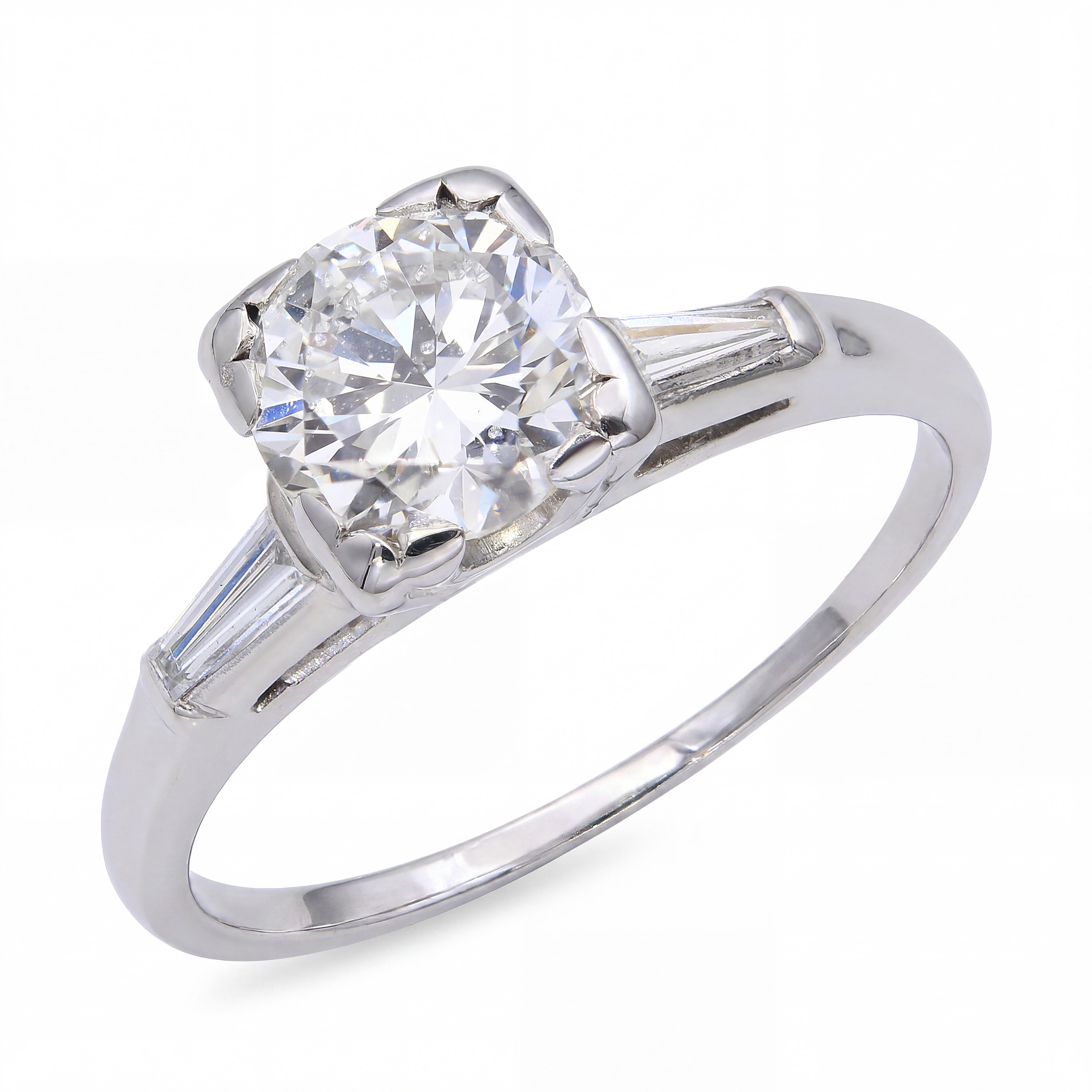 Vintage Platinum 1.21tcw H Si1 Diamond Engagement Ring
