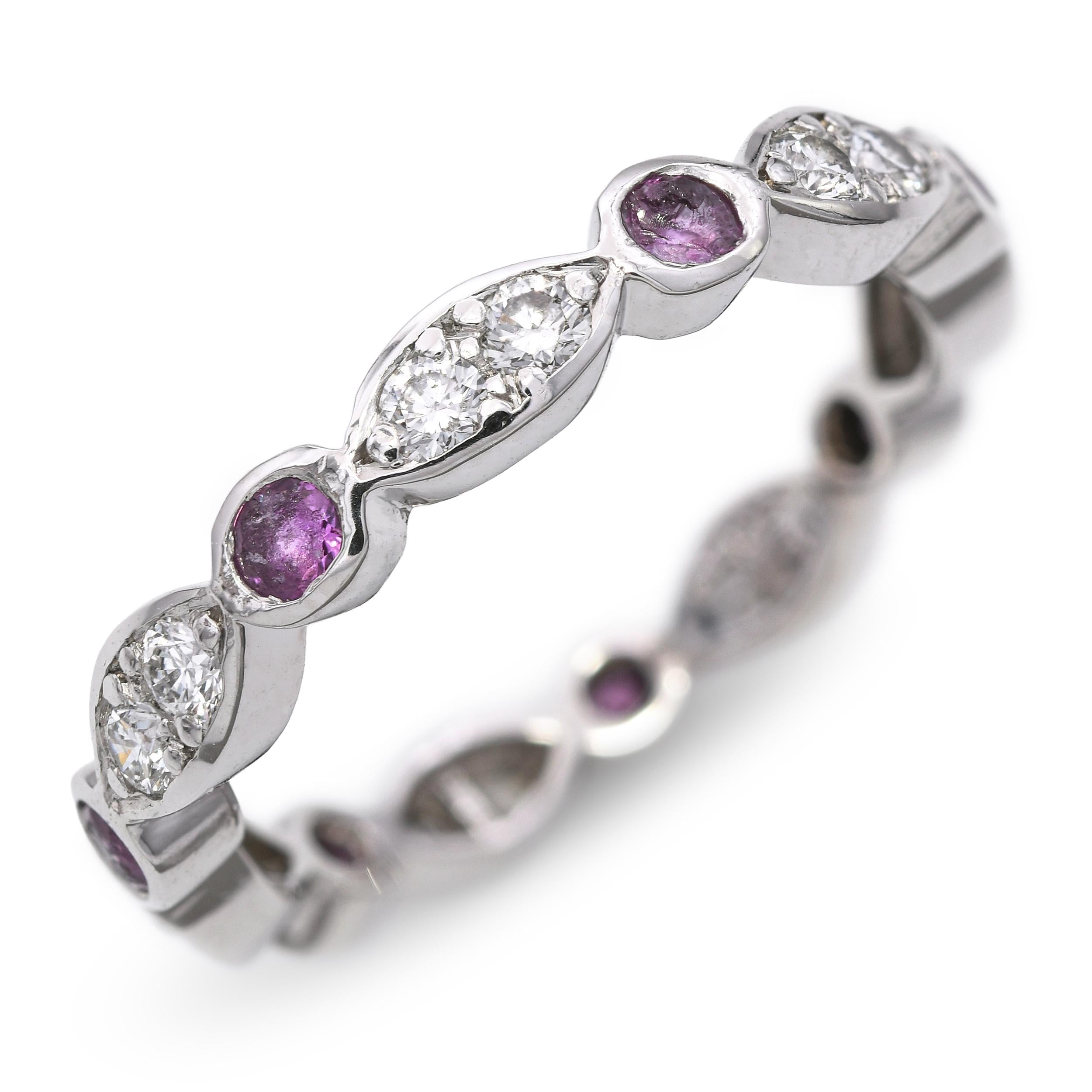 Tiffany & Co. Platinum Pink Sapphire and Diamond Eternity Band