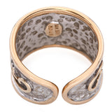 Vintage Ming's 14k Two-Tone Gold Hammered and Chased Motif Open Band Ring