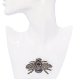 Vintage Silver & 9k Yellow Gold 3.62tcw Diamond & 3.63tcw Sapphire Bee Brooch