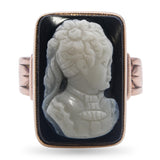 Antique 9k Rose and Yellow Gold Hardstone Cameo Ring