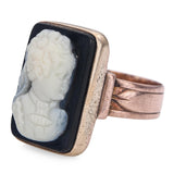 Antique 9k Rose and Yellow Gold Hardstone Cameo Ring