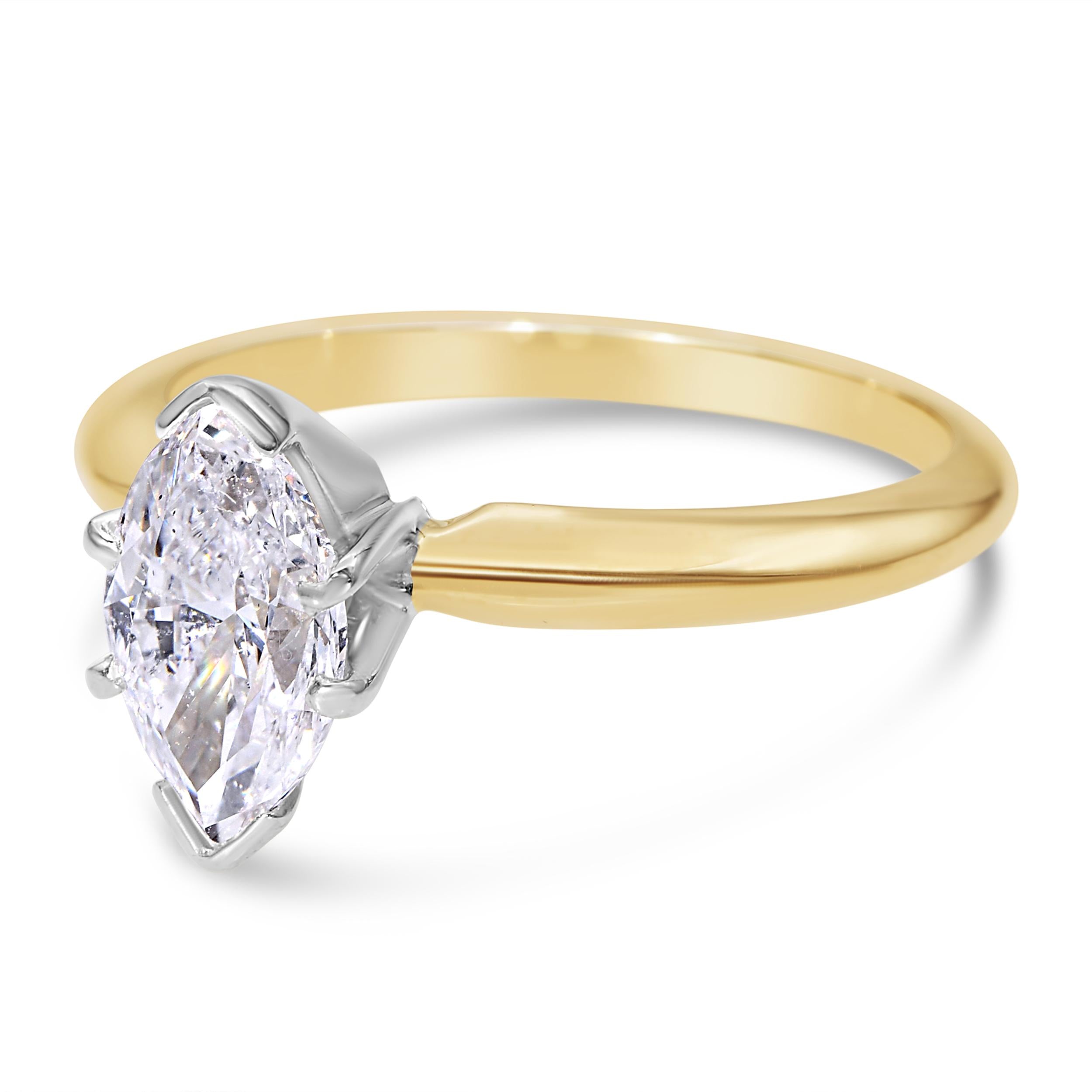 Vintage 14k Yellow Gold 1.03ct Marquise Diamond Ring