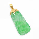Vintage 14k Yellow Gold Carved Jadeite Jade Pendant