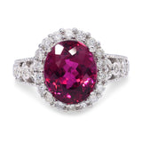 Platinum 5.45ct Rubellite & .67ctw Diamond Halo Ring