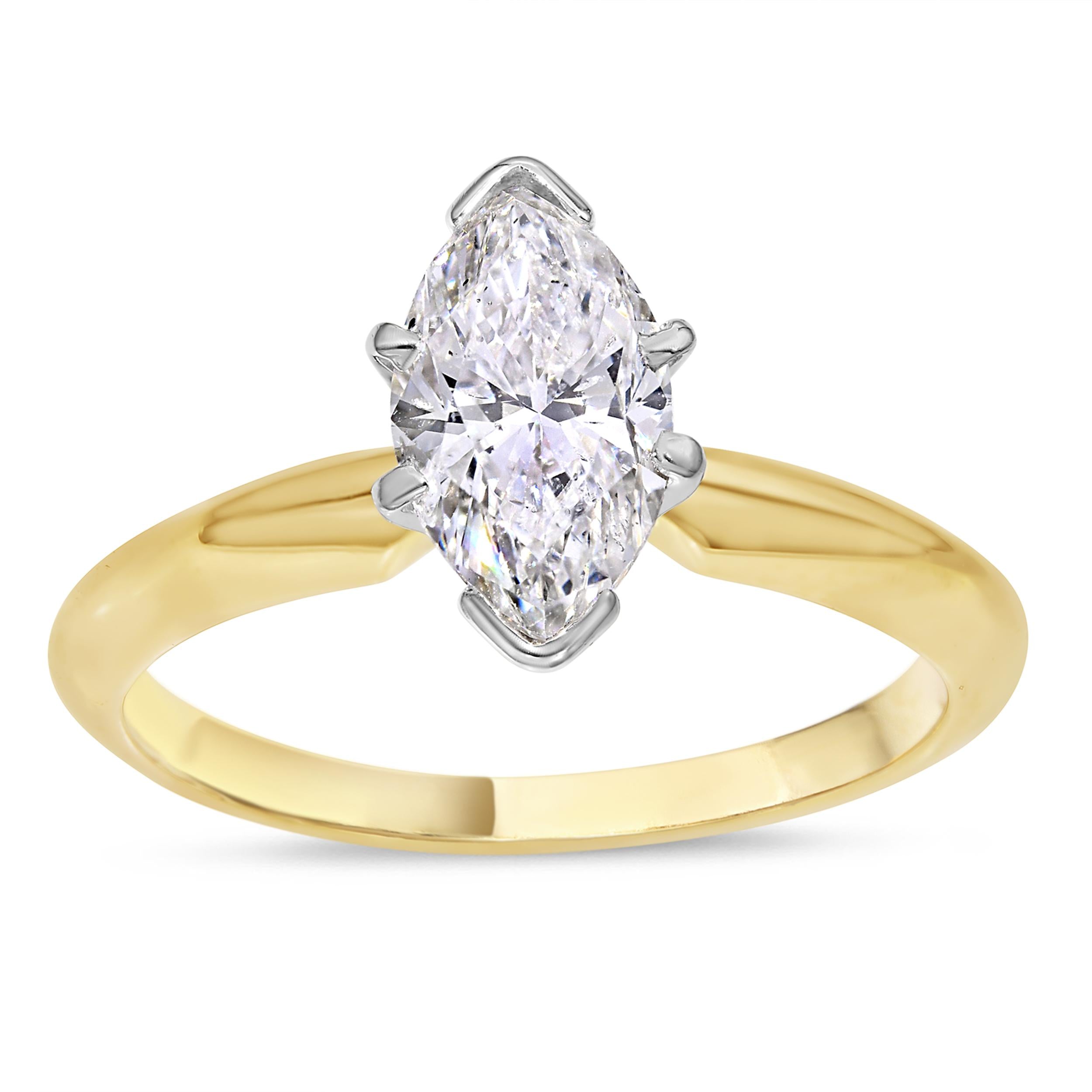 Vintage 14k Yellow Gold 1.03ct Marquise Diamond Ring