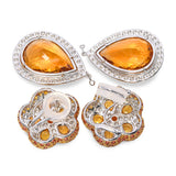 Pevtra 18k White Gold Citrine Topaz and Diamond Convertible Drop Earrings