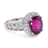 Platinum 5.45ct Rubellite & .67ctw Diamond Halo Ring