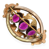 Antique Gold Filled Ornate Rhodolite Garnet Brooch