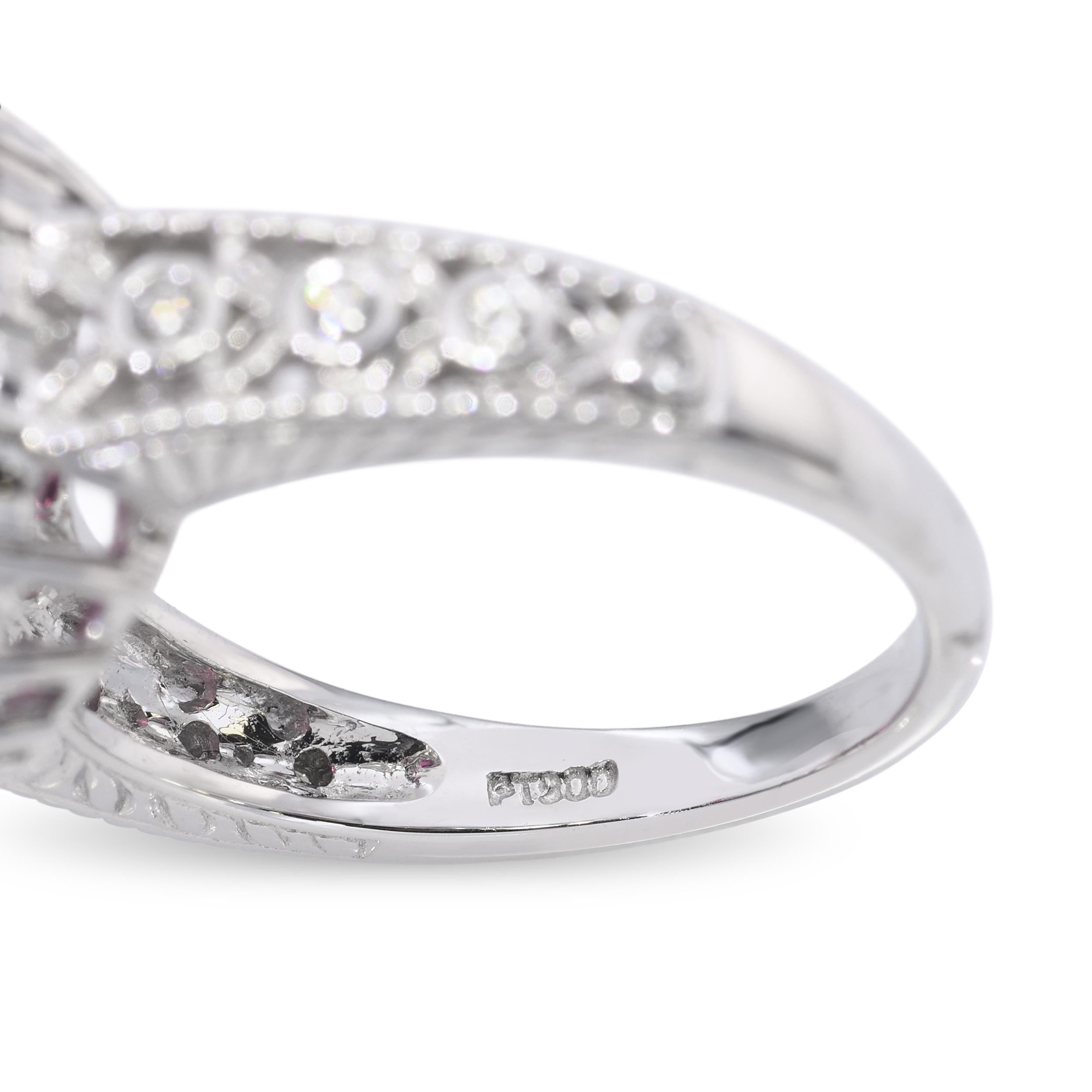 Platinum 5.45ct Rubellite & .67ctw Diamond Halo Ring