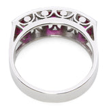 Vintage White Gold Synthetic Ruby and Diamond Ring