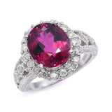 Platinum 5.45ct Rubellite & .67ctw Diamond Halo Ring