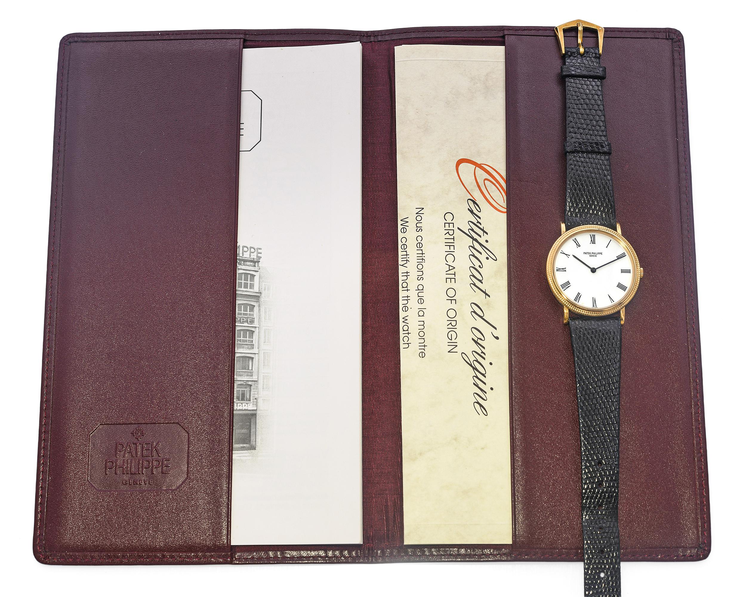 Patek Philippe Calatrava 18K Yellow Gold Quartz Men’s Watch Ref. 3954