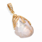 Vintage 18k Yellow Gold 1.08tcw Diamond & Semi Baroque South Sea Pearl Pendant