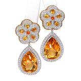 Pevtra 18k White Gold Citrine Topaz and Diamond Convertible Drop Earrings