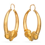 19k Yellow Gold Lion Hoop Earrings