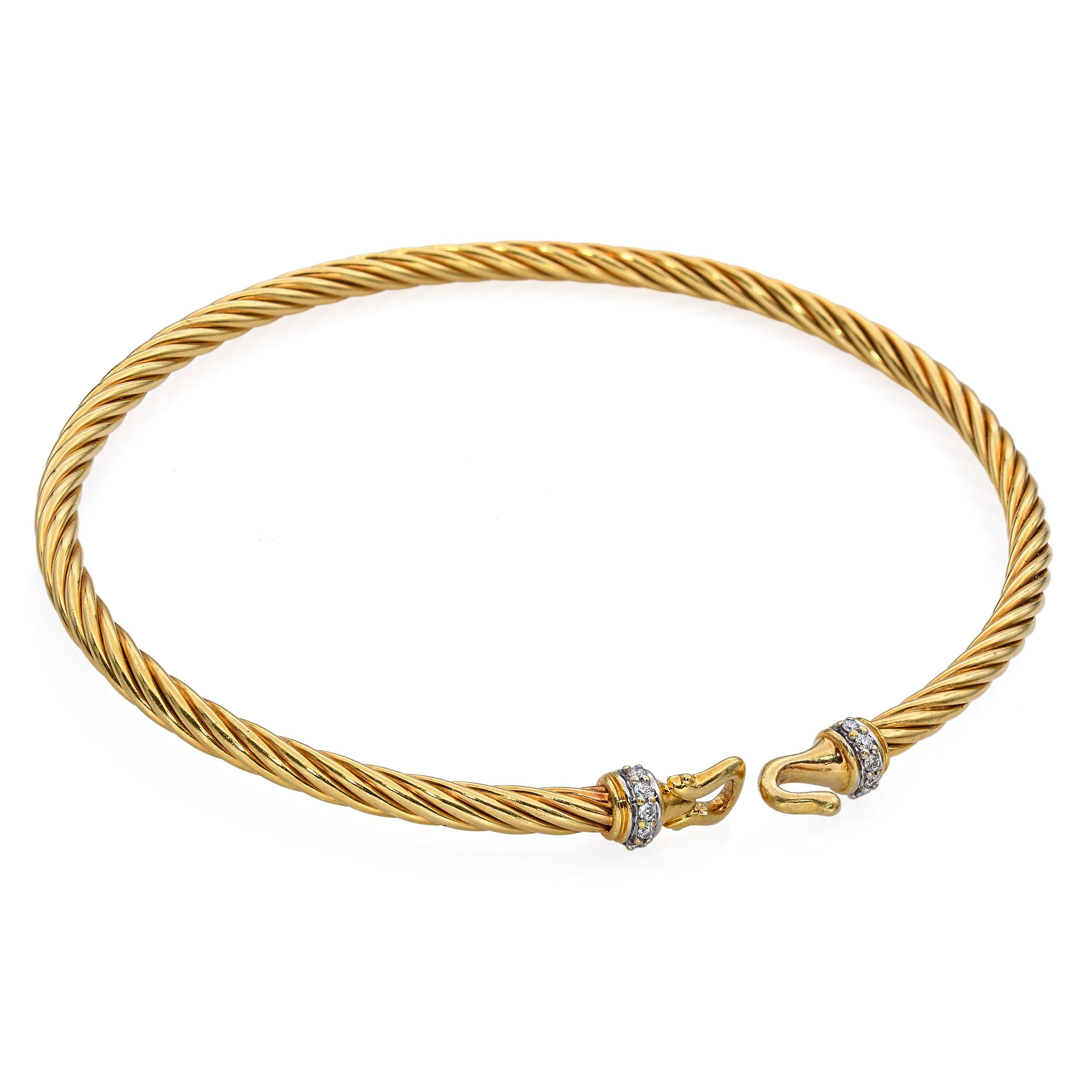 David Yurman 18k Yellow Gold and Diamond Cablespira Bracelet