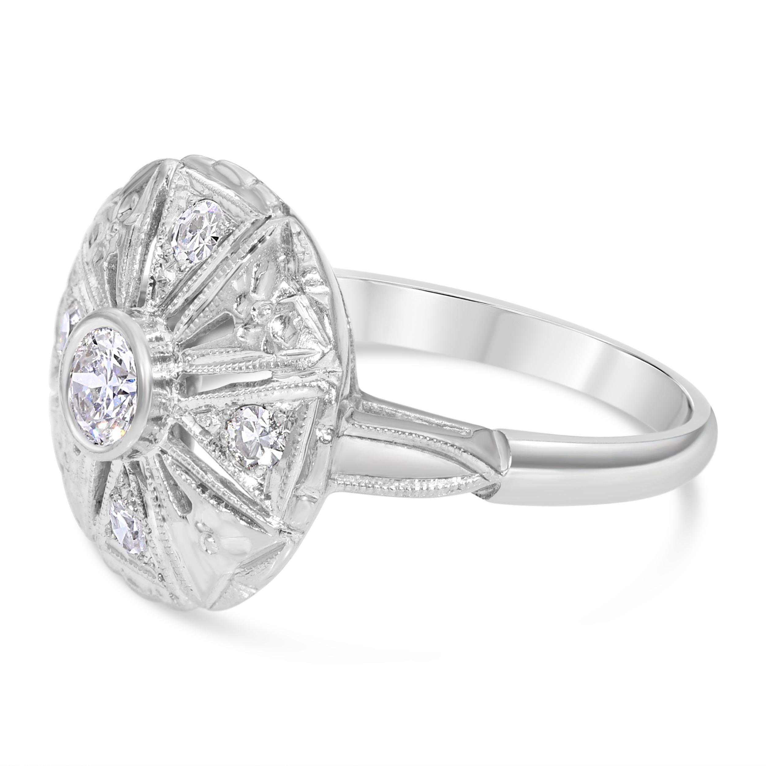 Mid Century 14k White Gold Diamond Ring