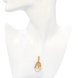 Vintage 18k Yellow Gold 1.08tcw Diamond & Semi Baroque South Sea Pearl Pendant