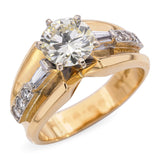 Vintage 18k Yellow Gold 1.35ct O-P SI2 Diamond Engagement Ring GIA Certified