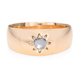 Victorian 17k Yellow Gold .15ct Rose Cut Diamond Ring With Starburst Engraving