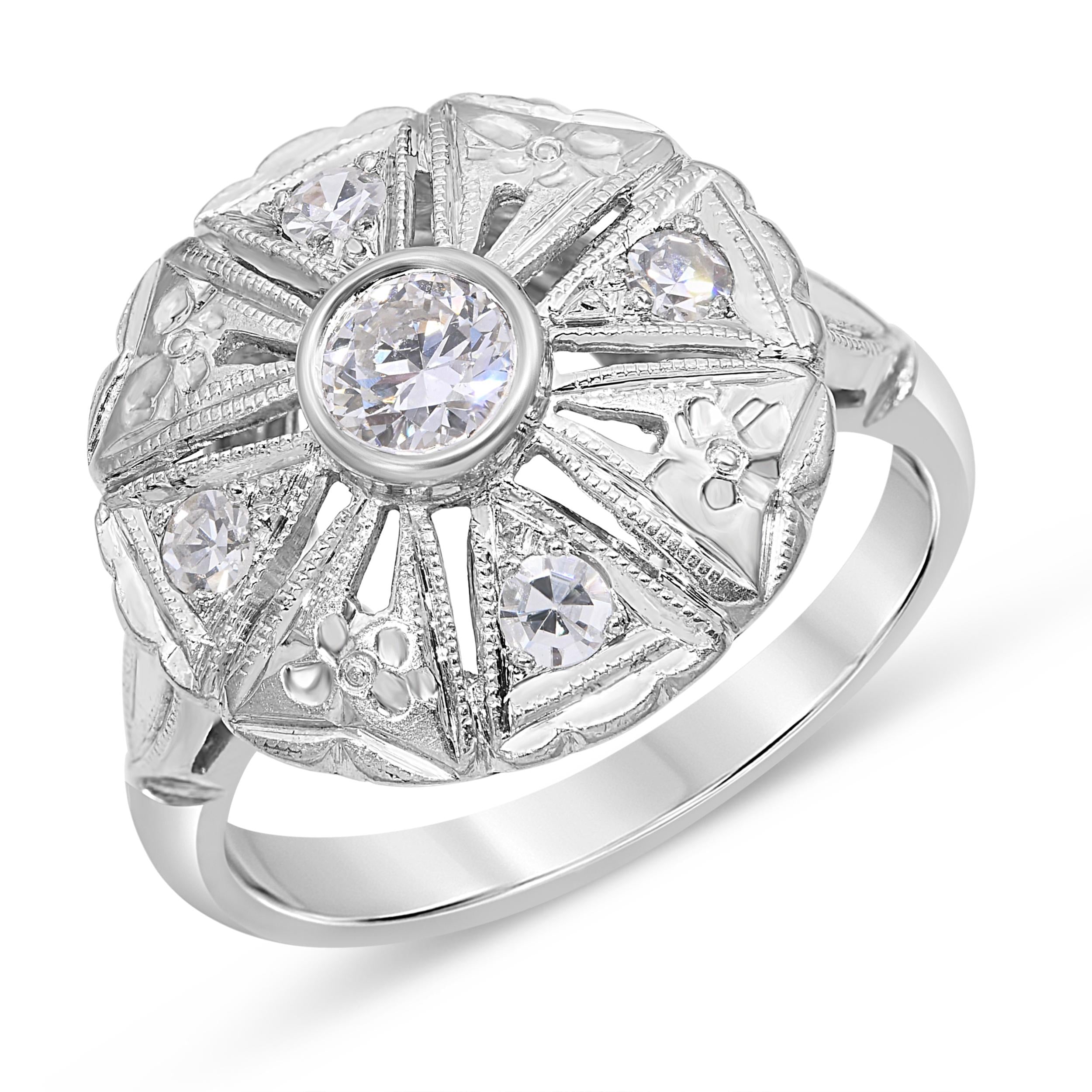 Mid Century 14k White Gold Diamond Ring