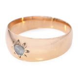 Victorian 17k Yellow Gold .15ct Rose Cut Diamond Ring With Starburst Engraving