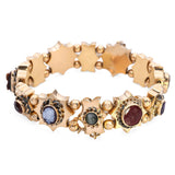 Antique 14k Yellow Gold Multi-Stone & Cameo Slide Bracelet