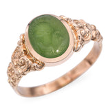 Antique 14k Yellow Gold Chalcedony Roman Intaglio Ring